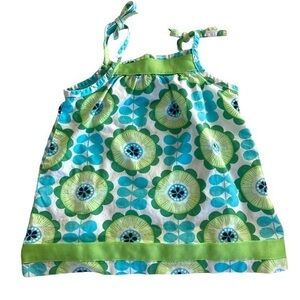 Hanna Andersson 70 5-12M floral summer shift dress tie strap‎
